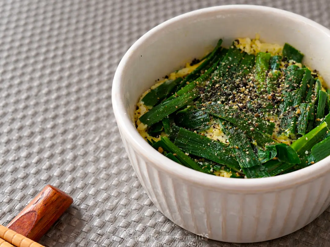 はさみで切るだけ！ニラ卵レンチン